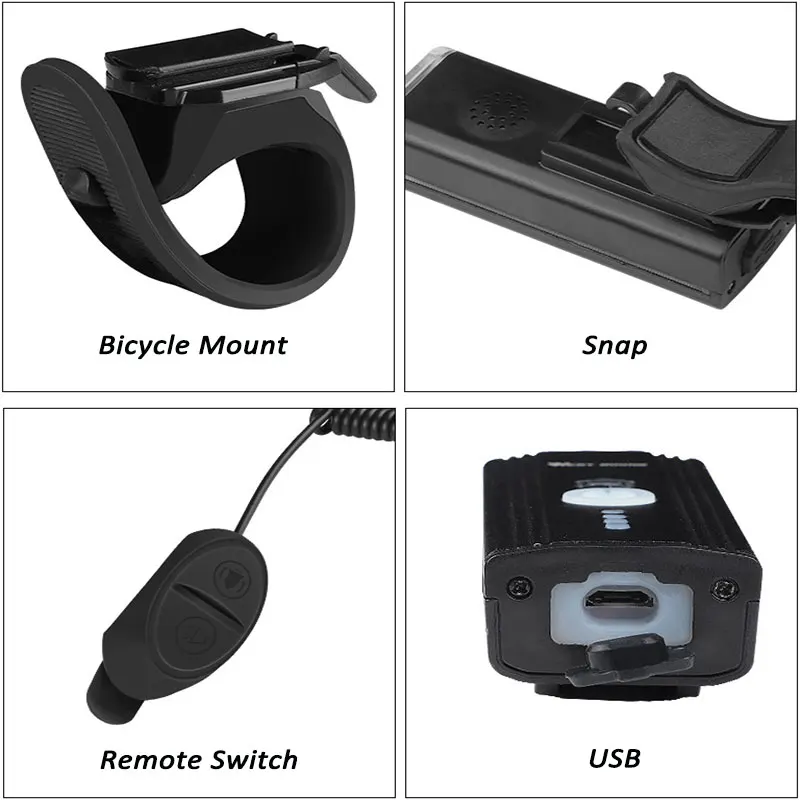 Индикатор заряда аккумулятора USB 3 режима Передний фонарь для велосипеда с громкоговорителем