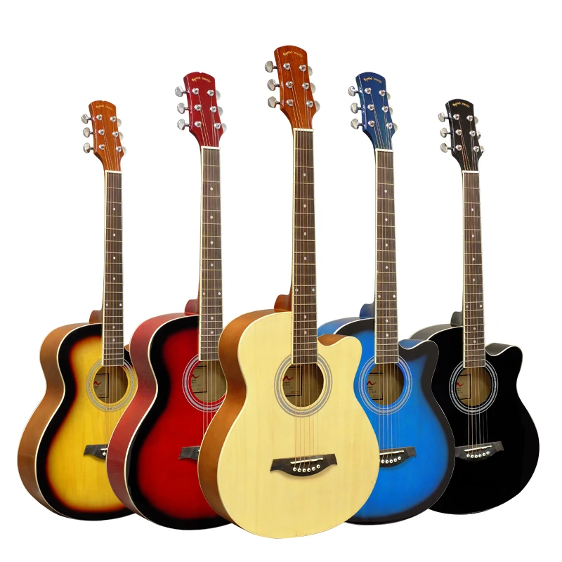 39 inch cutaway acoustic guitar various color acoustic guitar for beginner