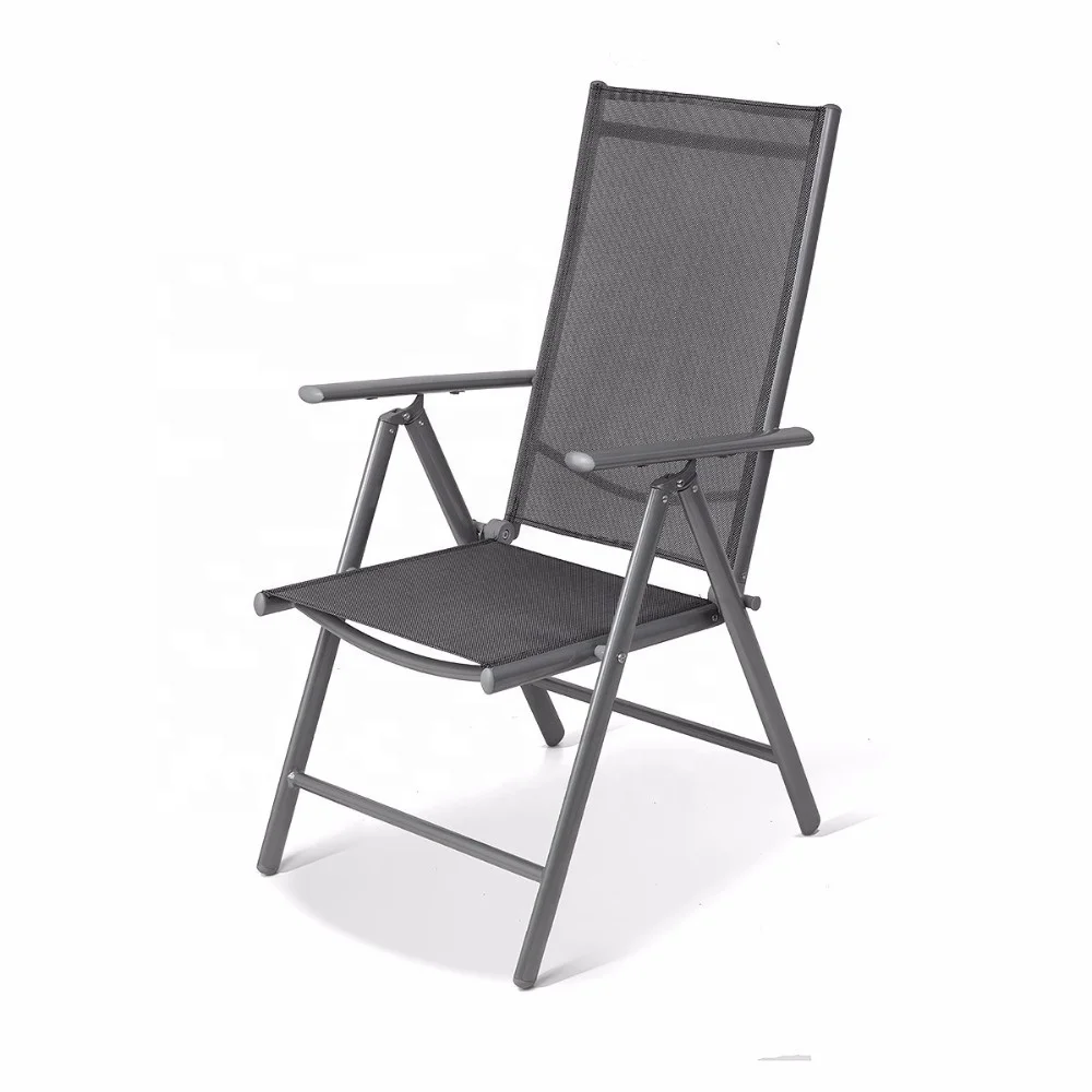 Textoline Teslin Fabric Sling 7 Positions Reclining Adjustable Folding Dining Chair with Metal Leg