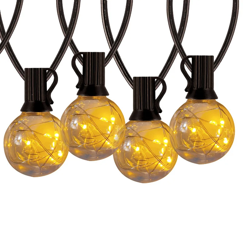 Factory Wholesale G40 25 Bulbs Copper String Lights Outdoor Christmas Holiday String Light Plug in Home Decor Lights for Holiday