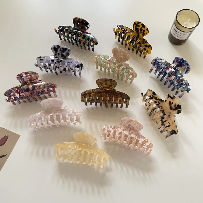 9.7cm Acetate Hair Claw direct supplier With cellulose acetate Hair Claw Clips black hair accessories for girl