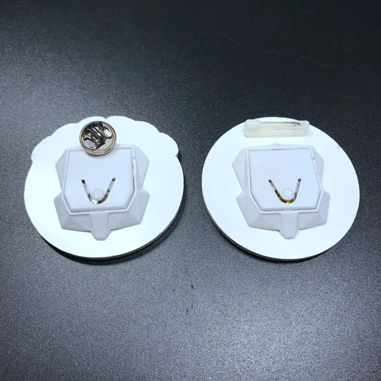 Customized logo shape acrylic Led light badge LED flashing button badge blank safety LED pin badge for event