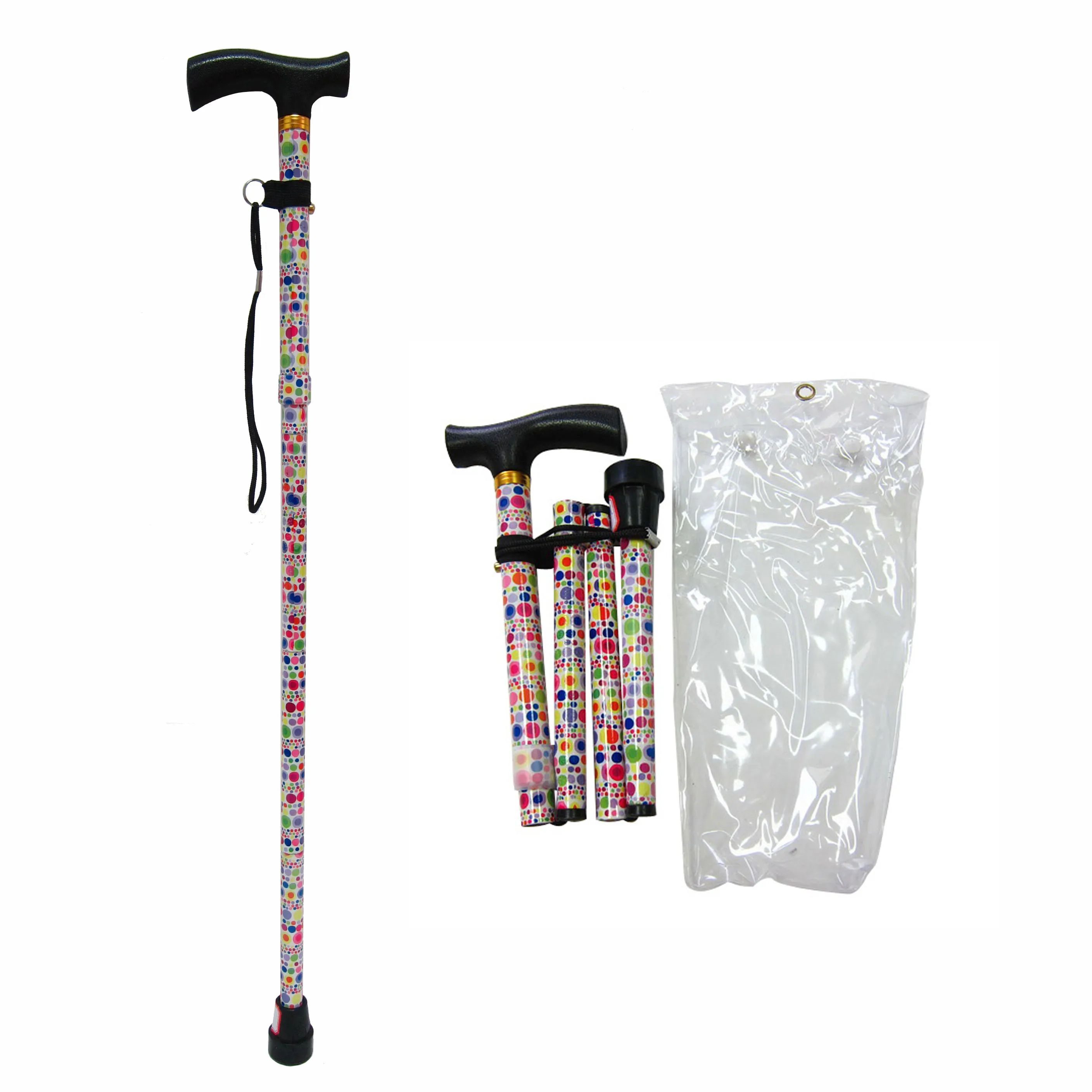 4 sections Aluminum Floral printing collapsable cane