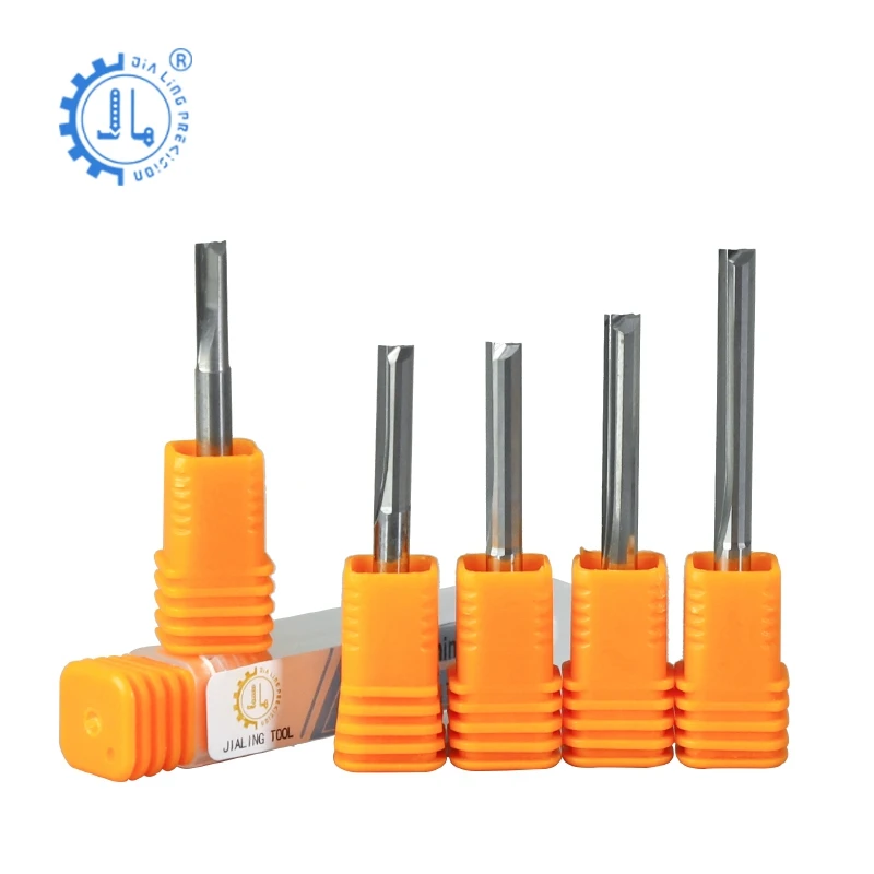 6.35mm Shank Double Flute Straight End Mill Solid Carbide 2 Straight Flute Cutter CNC Straight Cut Router Bit