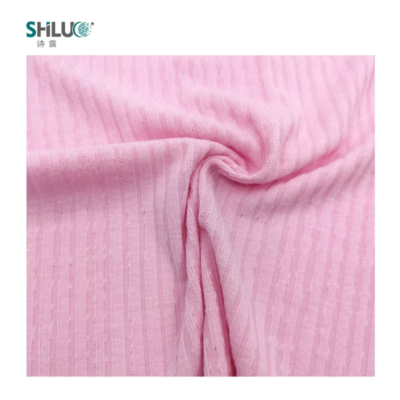 Fashionable Knit 67%Polyester 30%Rayon 3%Spandex Soft Jacquard Rib Fabric For Clothing
