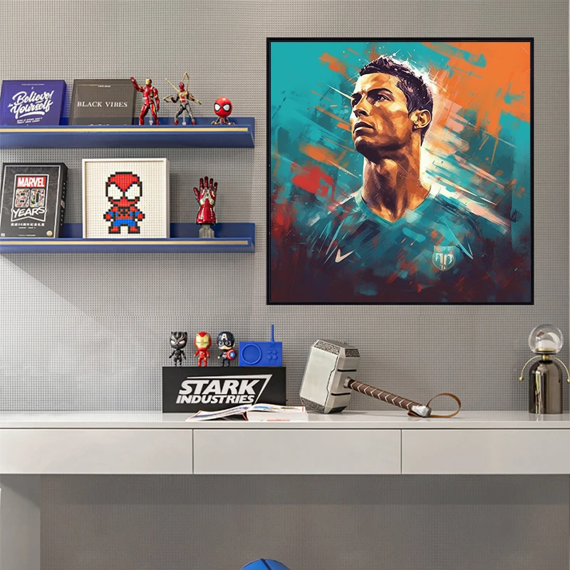 Crystal Porcelain Painting Picture Wall Poster Football Star Ronaldo Print Painting Soccer Star Living Room Decoration