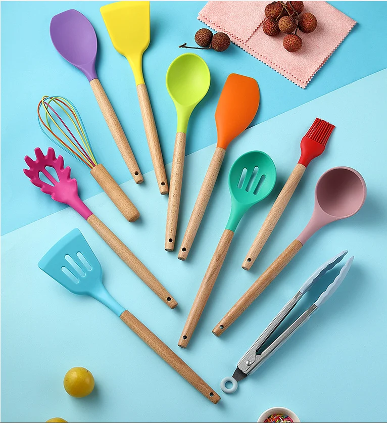 12 Pcs Heat Resistant Cookware Gadget Non-Stick Smart Kitchen Tools Kitchenware Cooking Silicone Kitchen Utensils Set