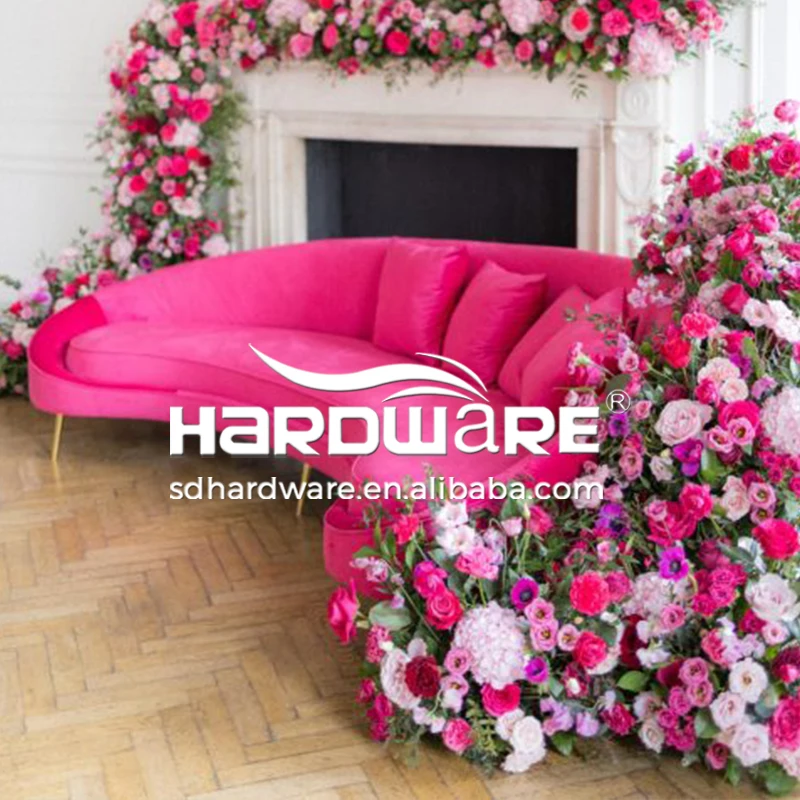 Wedding Furniture Supply Hot Pink Velvet Luxury Wedding Sofa Events For Bride