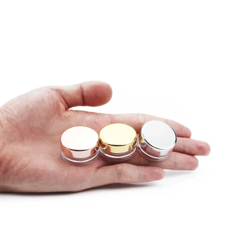 3g Empty Small Cosmetic Sample Pot Clear Nail Powder Jars Plastic Eye shadow Pot with UV Lid