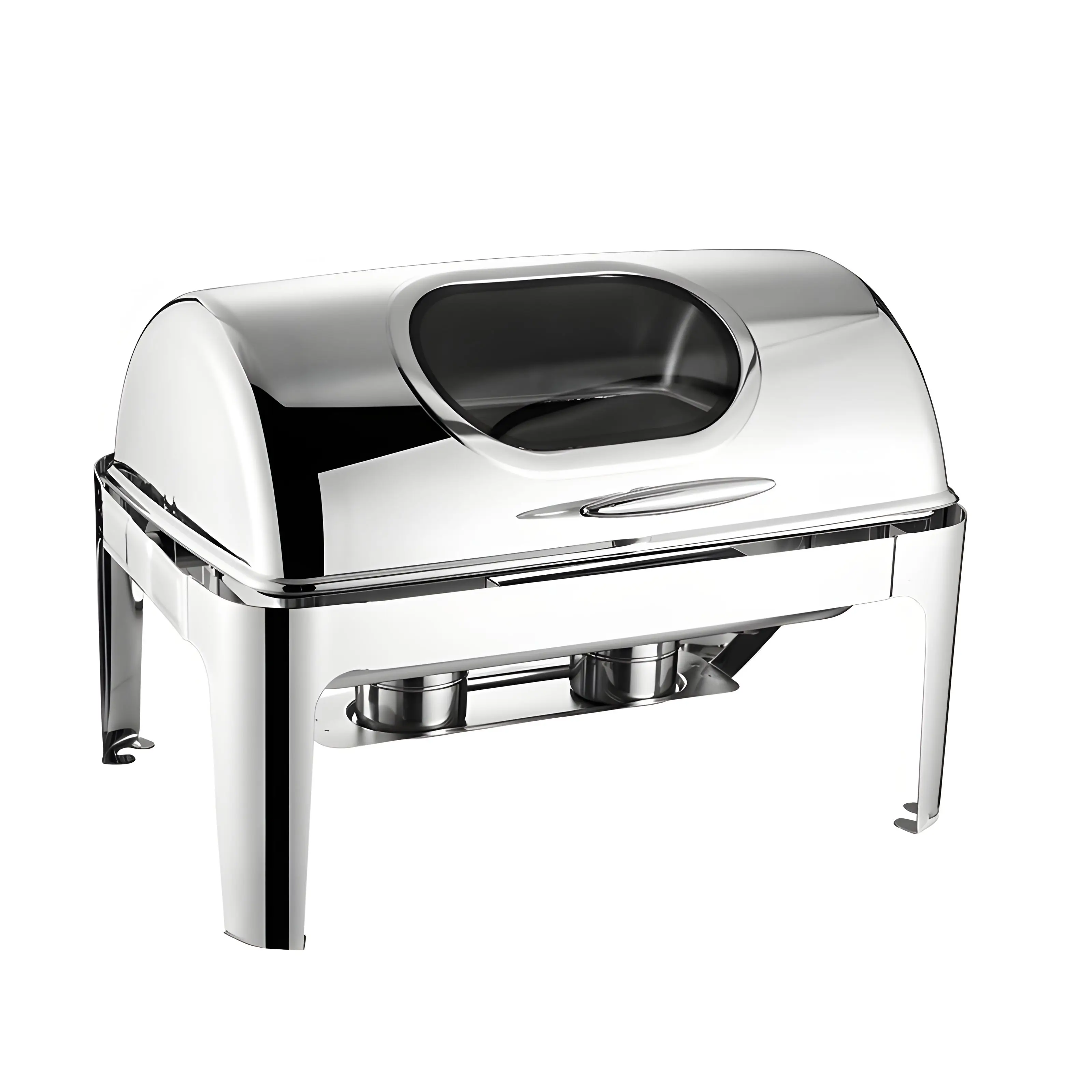 Hotel Suppliers Buffet Stove GN Pot Chafing Dish Pan Food Warmer Alcohol Glass Cover And Electric Heating Chafing Dish GN Pan