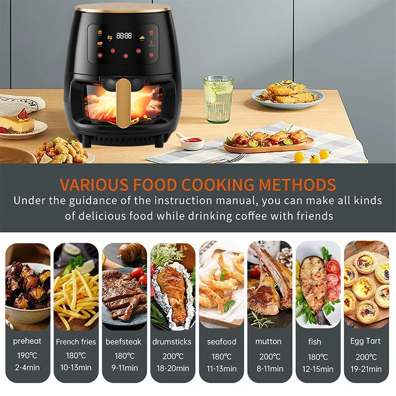 Hot Selling Good Quality 5.5L Air Fryer Oven Smart Cookers Appliances for Single Mini Oven Air Fryer