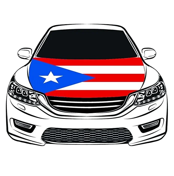 Cheap Elastic Fabrics Puerto Rico Flag Car Hood Cover Engine Flag Car Bonnet Banner