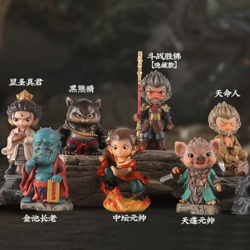 6pcs Mystery Blind Box Set Black Myth Wukong 3D Resin Anime Figure Sun Wukong Model Doll Figurine Toys Interior Accessories