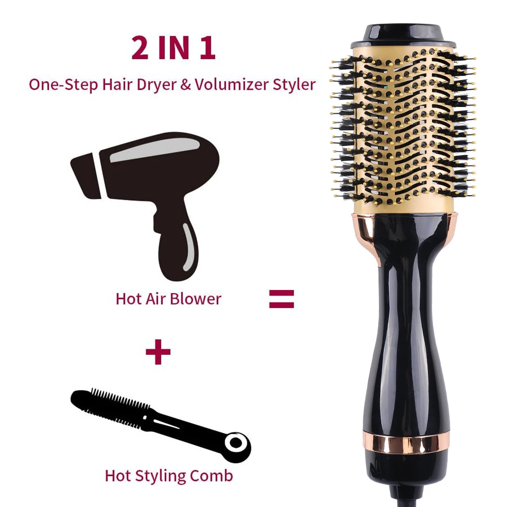 Salon Hot Air Blow Dryer Brush Professional Straightener Comb Electric One Step  Hair Dryer Brush  3 in 1 hot air brush