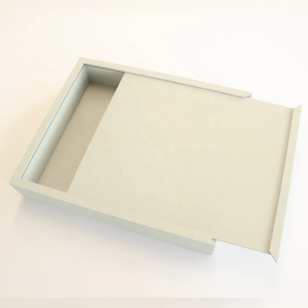 Grey Wooden box with slide lid with 4.5 cm depth in custom sizes and custom colors for gifts