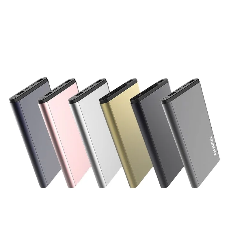 KINGLEEN 318S portable 2 USB output metal power bank polymer battery 10000mAh slim power bank