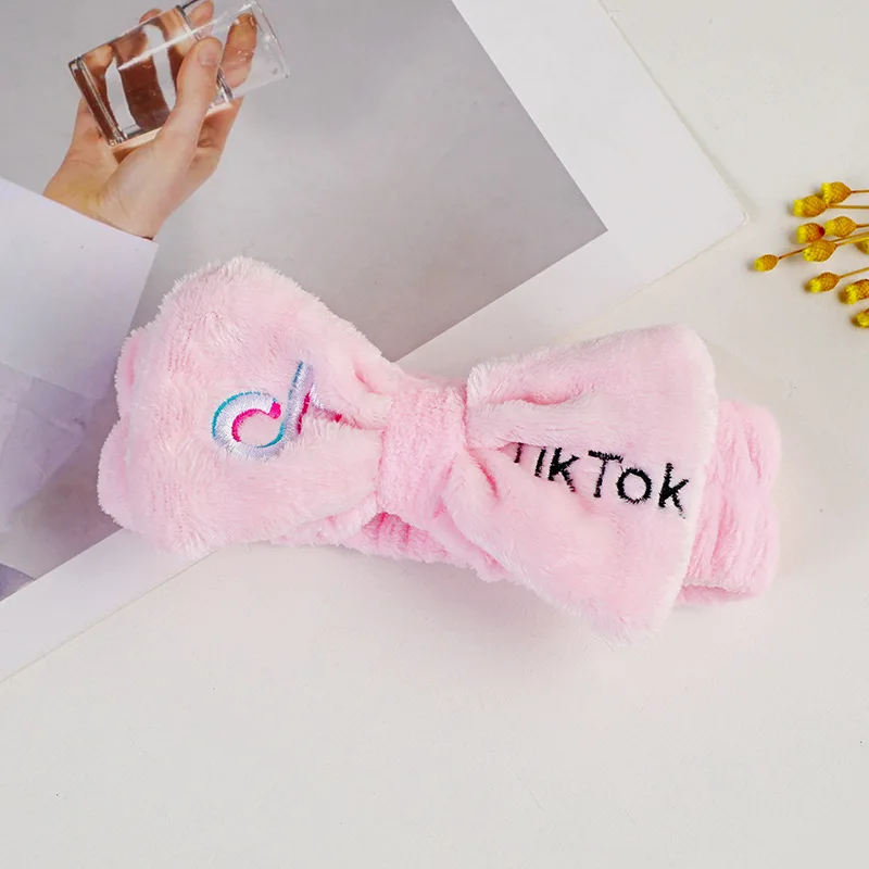 Tiktok Spa головная повязка для женщин на голову макияжа лица мягкая Коралловая флисовая Косметическая с бантом