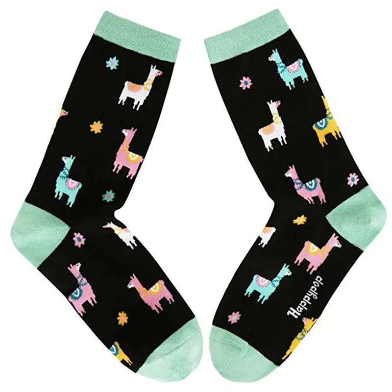 Funny Animal Llama Church Christmas Socks for Women Men Cozy Cotton Alpaca Pattern Crew Socks