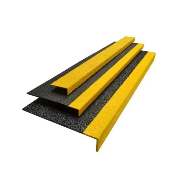 Fiberglass stair treads black with yellow nose