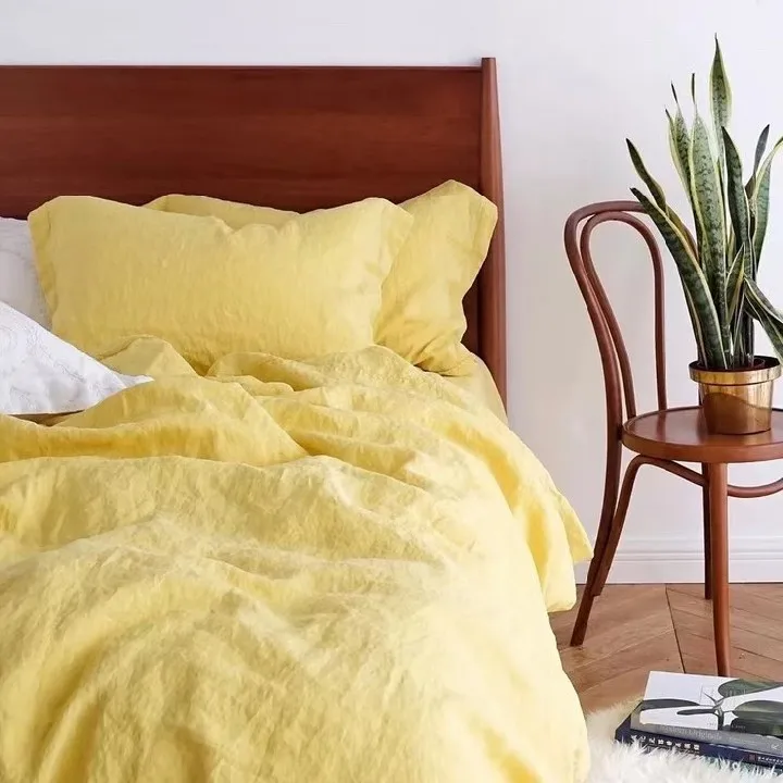 Wholesales french linen fabric bed sheets pure linen bedding sets