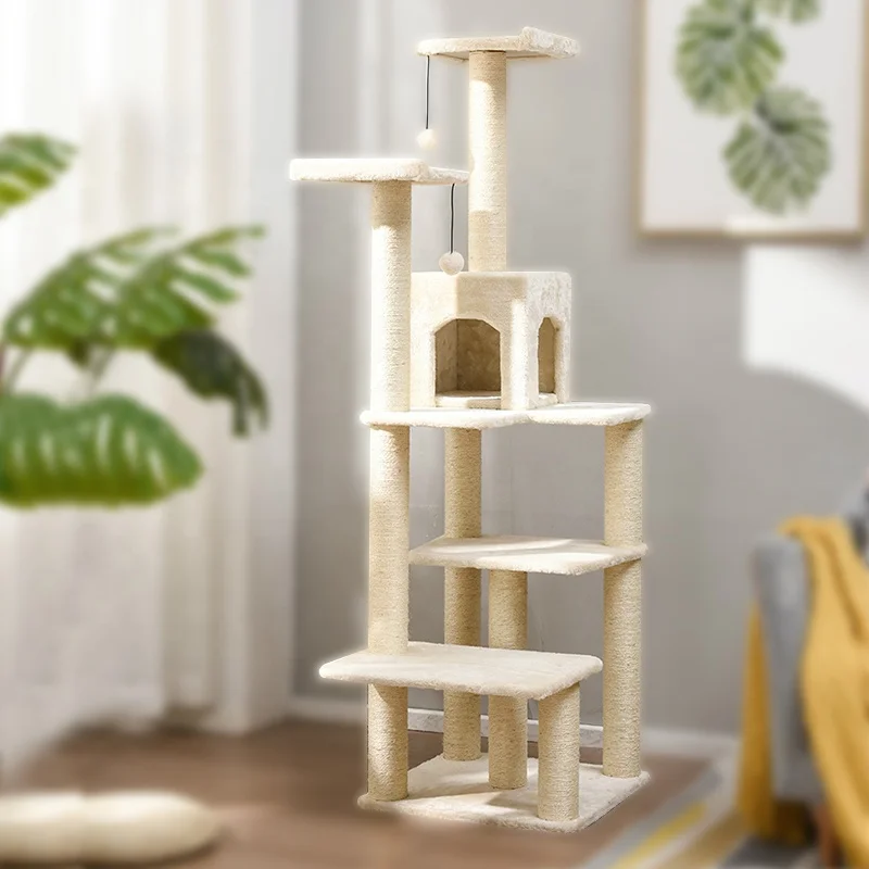 Cat jumps pole large climbing frame jumping platform cat climbing frame