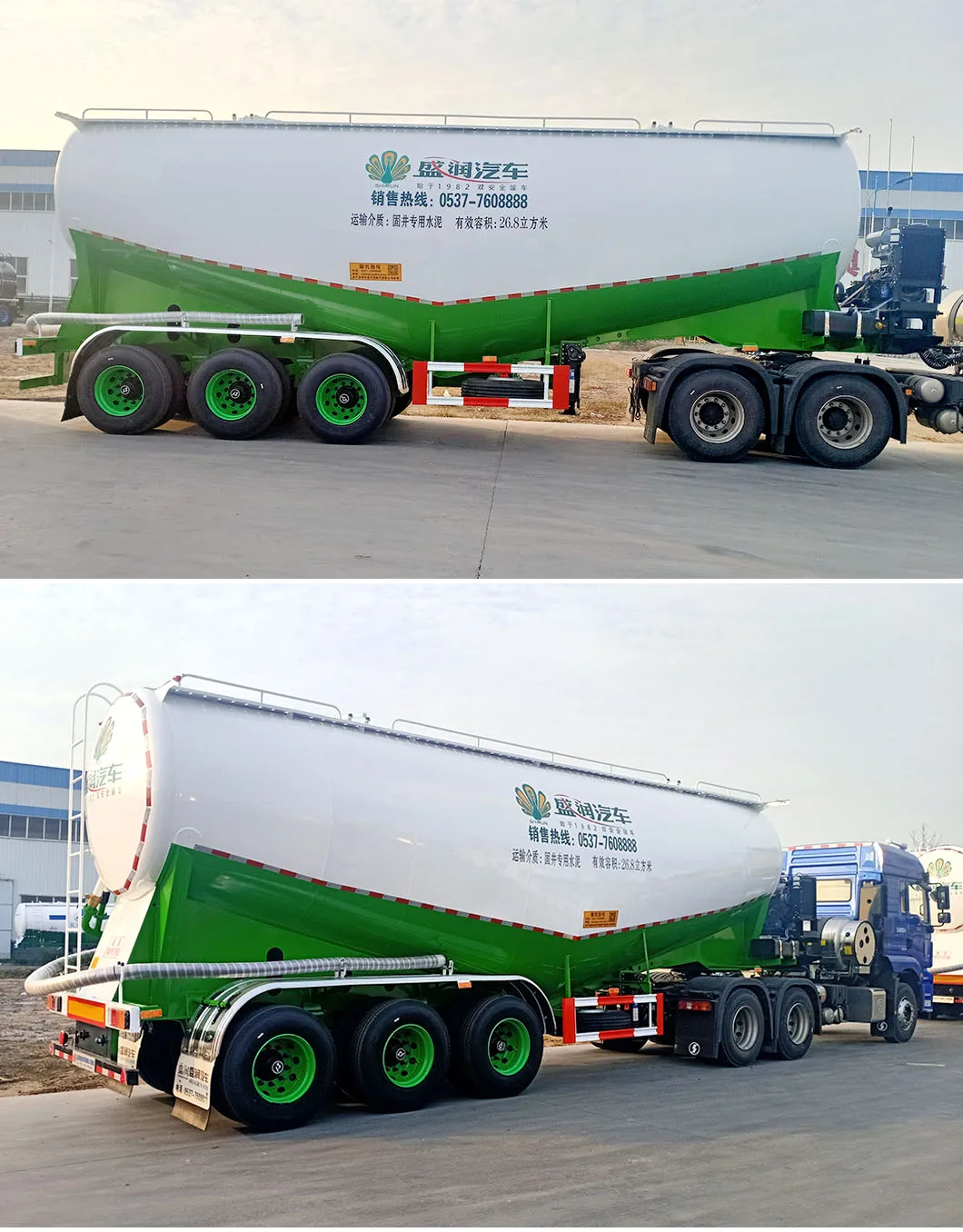 45 cubic meters cement transport tanker with air compressor and diesel engine fast unloading without residue