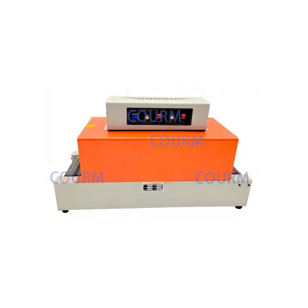 Automatic desktop PVC POF PP plastic film tunnel food books tableware cosmetics box heat shrink packaging machine
