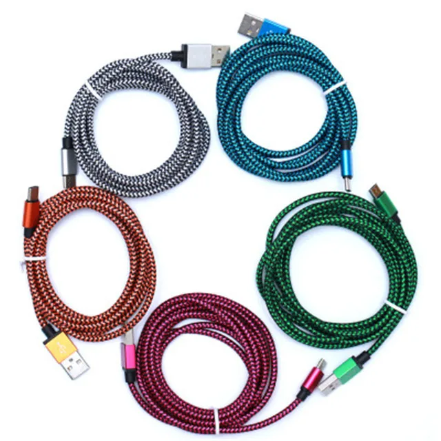  1 м 3 фута металлический медный Micro USB зарядное устройство Синхронизация данных плетеный шнур зарядный кабель для i6 X Xs Android Samsung Type c