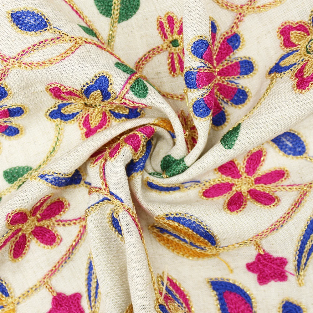 New Gorgeous Linen Viscose Slub Embroidery For Ethnic Garments And Lehenga