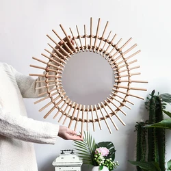 Creative Art Deco Round Mirror  Living Room decor mirror Porch European Style Hanging Mirror