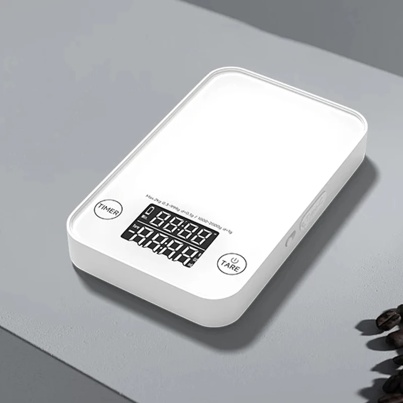 High sensors digital kitchen coffee mini scale auto timer type-c Rechargeable White and black espresso coffee scale