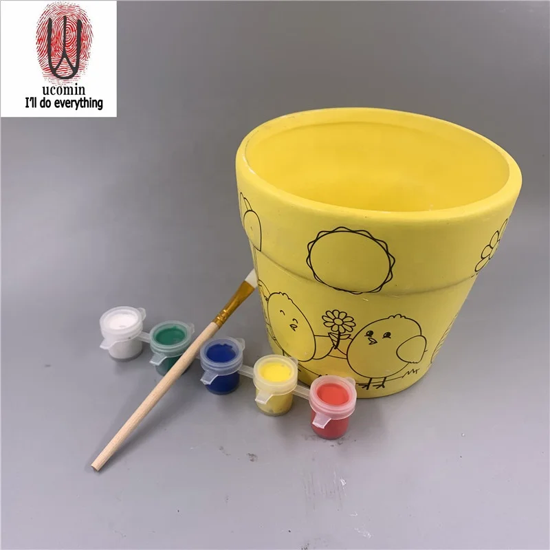 
DIY ceramic baking paint custom ceramic flowerpot vases for growing toys Planting Toy 