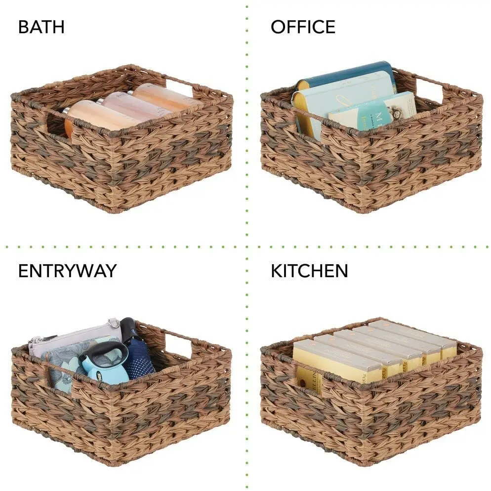 Natural Seagrass Rattan Willow Wicker Storage Baskets Set of 3 Hand Woven Organizing Decorative Water Hyacinth Storage Baskets