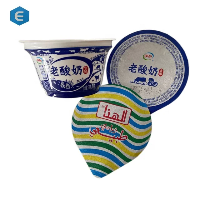 Yogurt cup 95mm pre-die cut embossed heat sealing aluminum foil lid