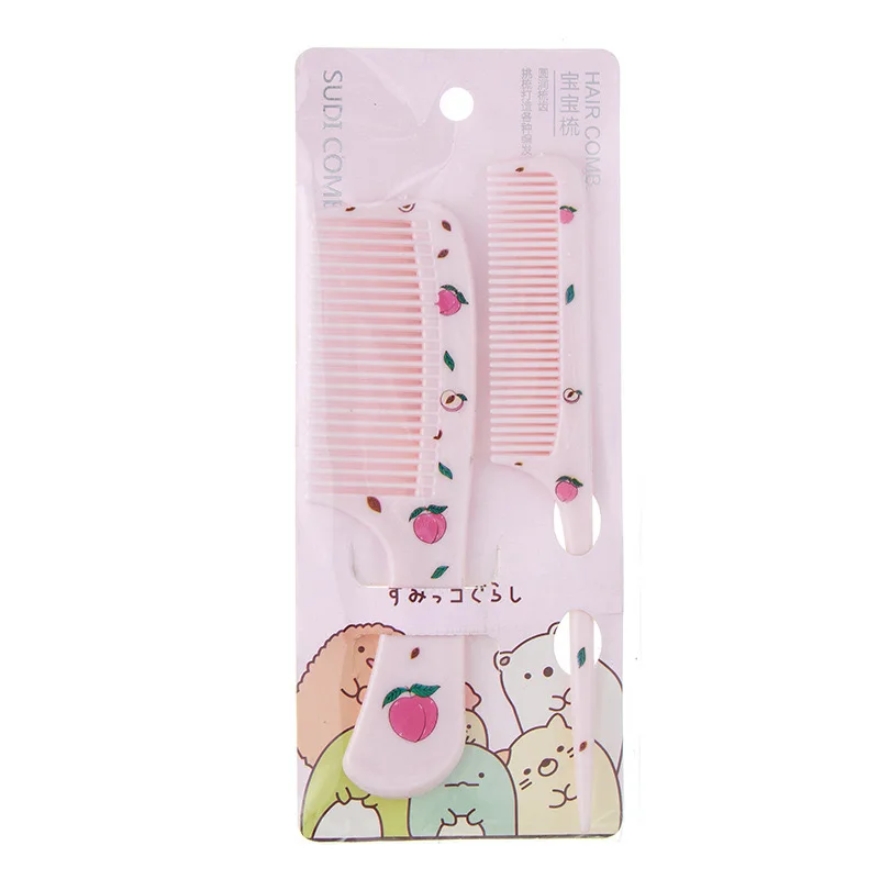 Cartoon 2Pcs/Set Child Girls Hair Styling Combs Set Cute Strawberry Pattern Print Kids Hair Brush Comb Wholesale