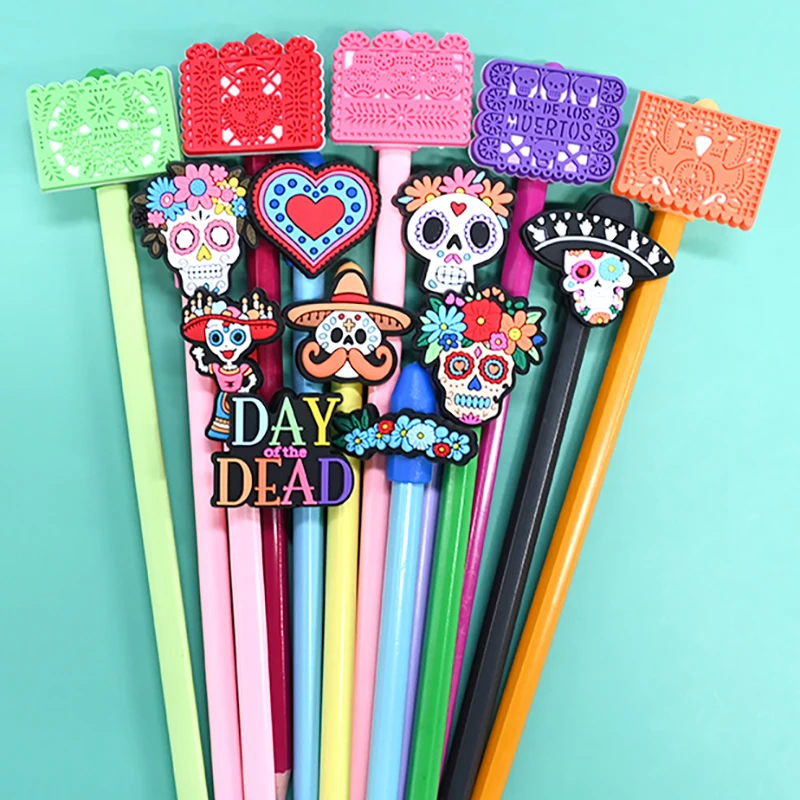 Wholesale Mexican Style Day Of The Dead Customizable Protect Pen Tip Diy Combo Sublimation Pen Cap Pens With Cap