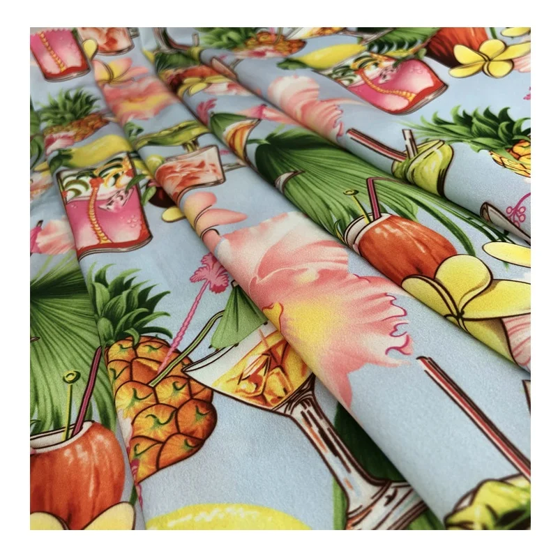 Chiffon Fabric Stripe 100% Polyester 75D Customize Digital Printing Pattern Fruit Design Stain Woven Dress or Other Usage Plain