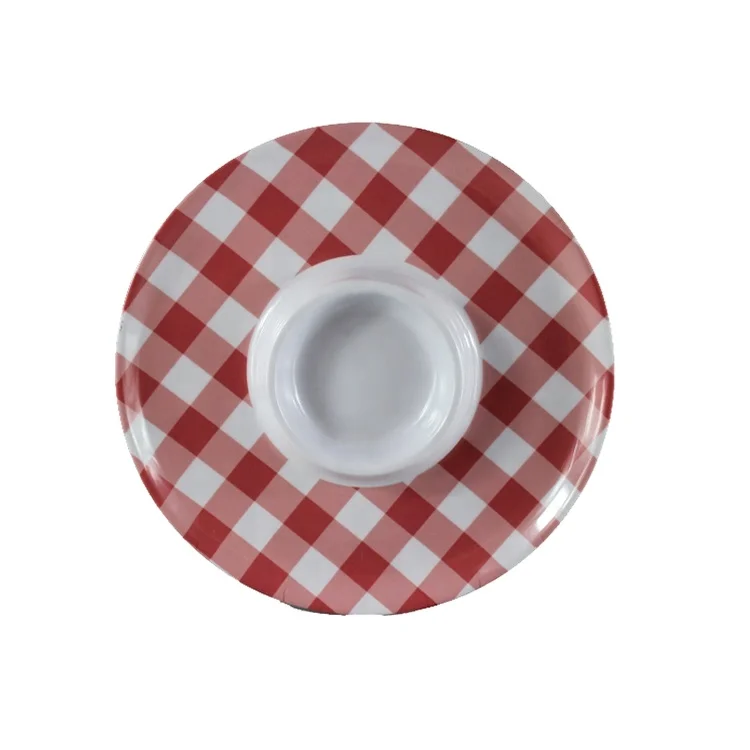 Wholesale Melamine Chip And Dip Plate,Plastic Snack Serving Dish