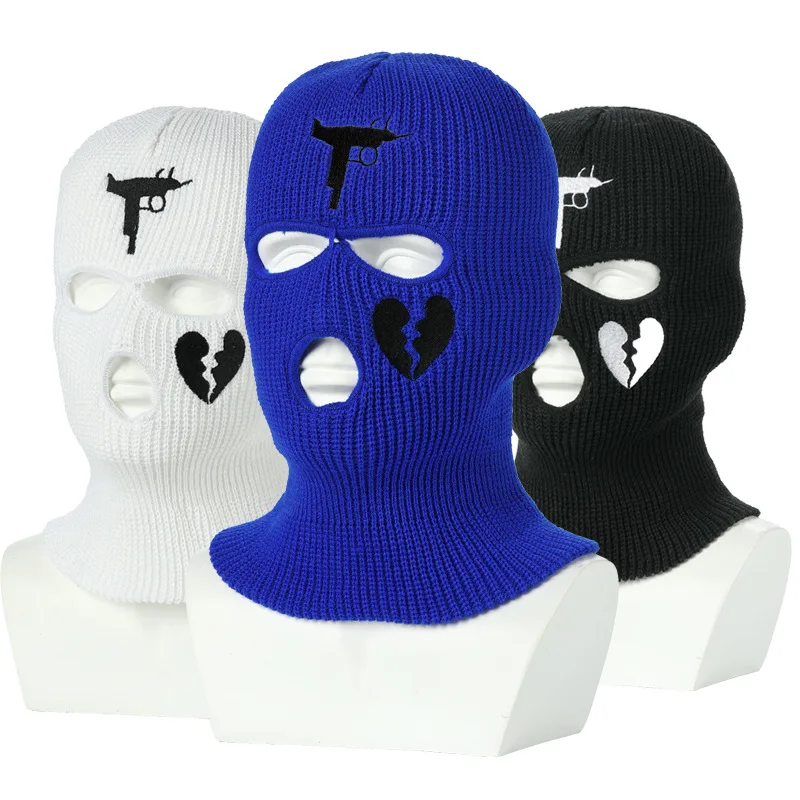 Wholesale Winter Warm Designer Knitted Beanie Face Cover Hat Outdoor Windproof Sniper Gang Neon Ski Mask 3 Holes Knit Balaclava