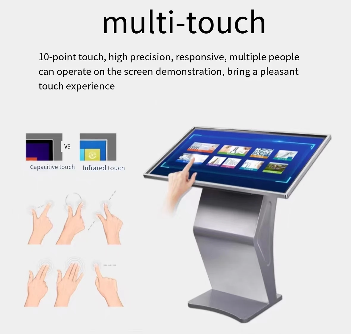 Factory hot sales   indoor Horizontal touch LCD display shopping guide multimedia Intelligent query machine