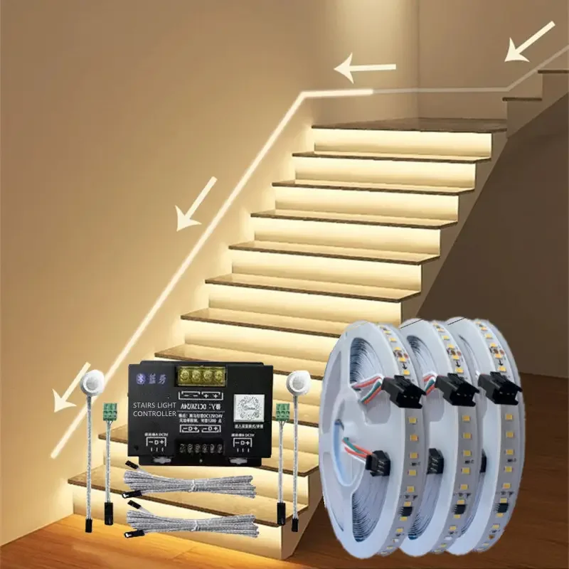 Smart Motion Sensor LED Stair Light warm white led strip light smart running water flowing led strip