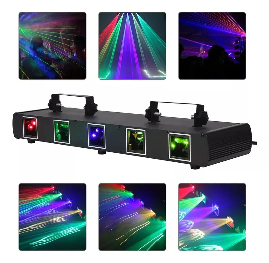 Popular 5 Lens Led Stage Light Dmx Rgb Animation Dj Disco Laser Lights Professional Audio Beam Party Lighting Effects for Club