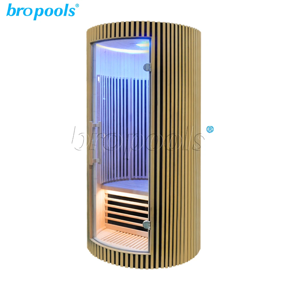 Traditional 1-Person Canadian Hemlock Indoor Sauna Room Far Infrared Carbon Fiber Heater Panel Electric Solid Wooden Dry Steam