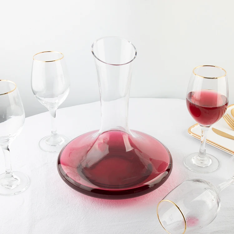 ABO RTS item 1650Ml Oblique Mouth Round Wine Spin Decanter Wine Decanting Aerator Crystal Glass Wine Decanter