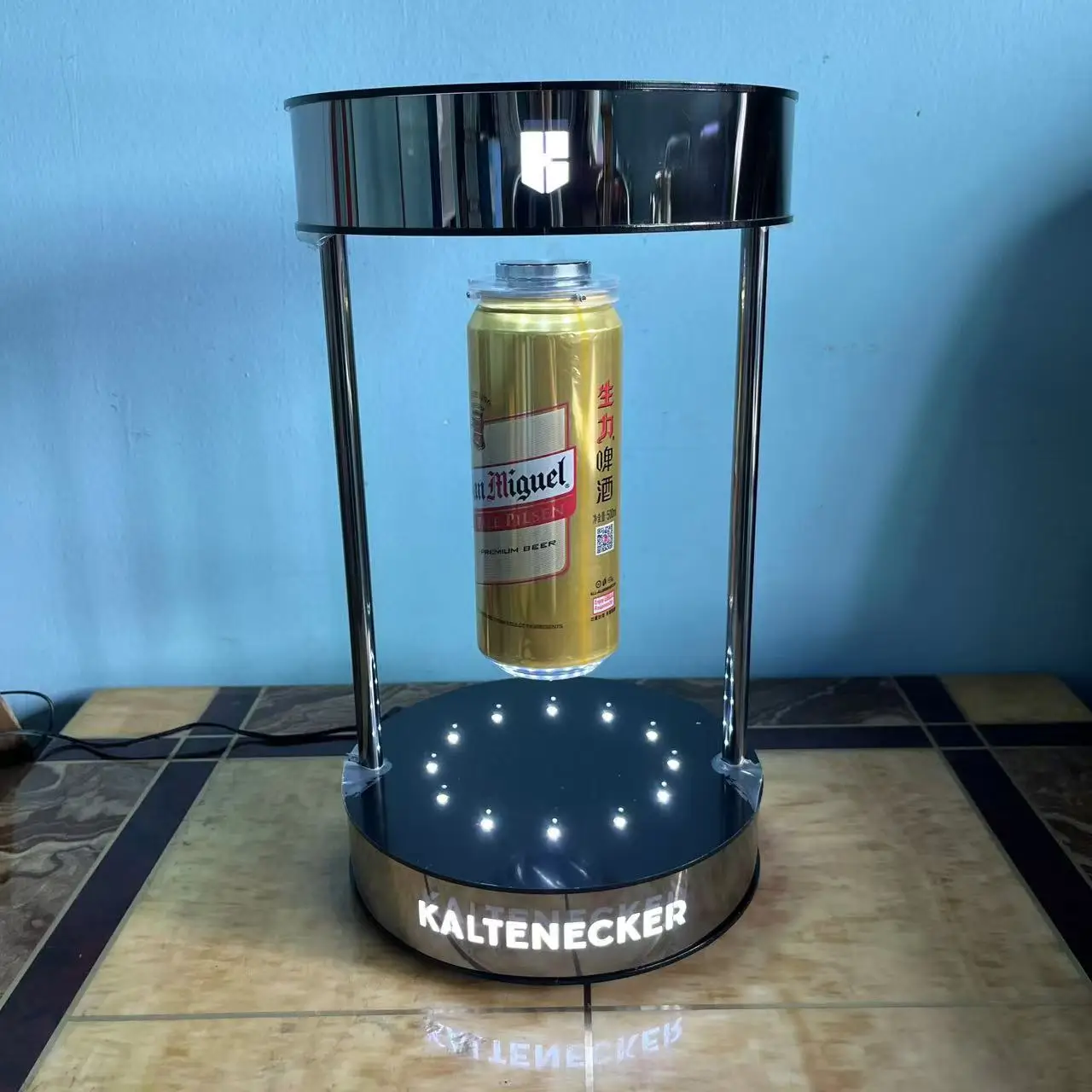 led glow magnetic floating display bottle presenter tray vodka levitation glorifiers display stand for grey whiskey goose liquor