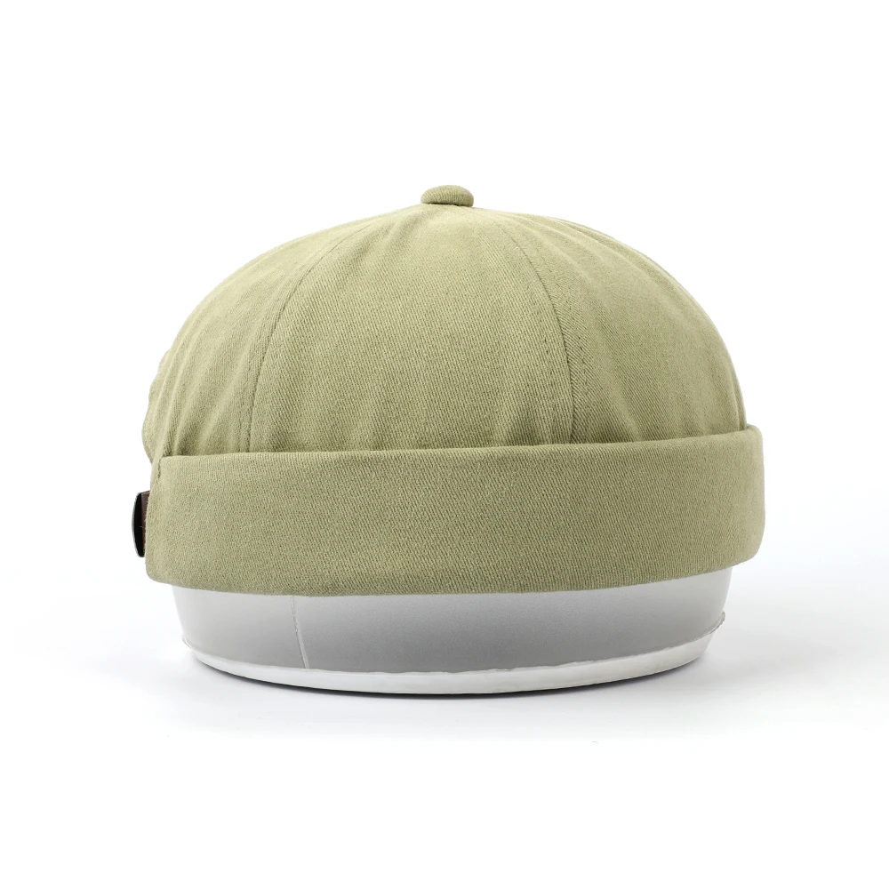 Custom High Quality 6 Panel Cotton Stylish Street Casual VisorLess Skull Sailor Cap,Rolled Cuff Watch Brimless Docker Hat