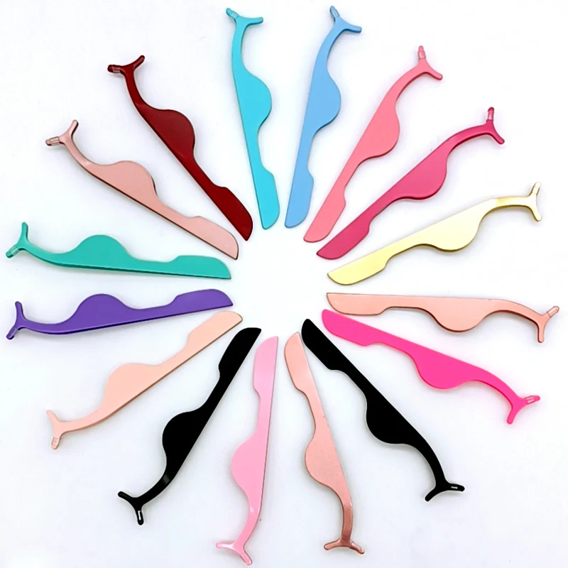 Custom Logo Private Label Pink Plastic Lashes Applicator Tweezers Bulk Magnetic Lash Tweezers Packaging False Eyelash Tweezers