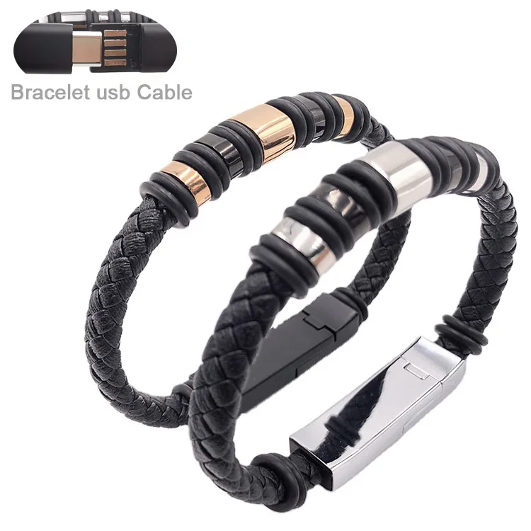 USB-кабель для зарядки и передачи данных с логотипом под заказ портативный браслет мобильного телефона из натуральной