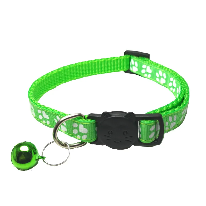 Pet Collar Ring Cat Buckle Paw Prints Polypropylene Fiber Adjustable Cat Puppy with Bell