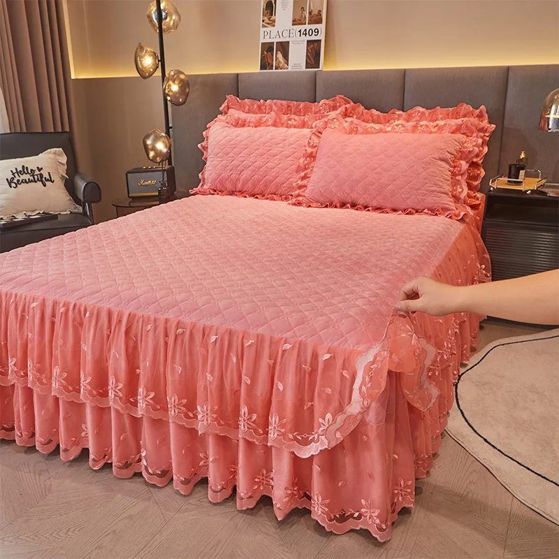 Прямая поставка с фабрики, 100, простыня из микрофибры, простыня из полиэстера, цветочный принт, красивый комплект для кровати, юбка для дома